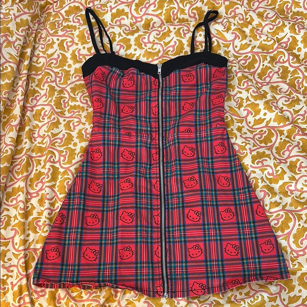 Dolls Kill Red Plaid Hello Kitty Mini Dress
